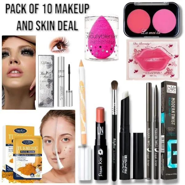 10 in 1 Makeup Set with Blush, Eyeliner, Mascara & Beauty Blender